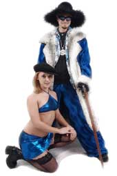 Pimpdaddy&reg; Premium Pimp Suits - Royal Blue Valboa w/Snow Cat Fur Pimp Suit