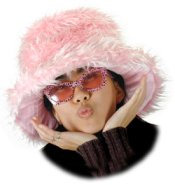 Ladies Pink Fur Bucket Pimp Hat